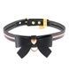 Нашийник з повідцем LOCKINK SEVANDA Love Heart Butterfly Leather Collar Set, чорно-рожевий, з бантом SX0863,3 - інтернет-магазин інтимних товарів Squitter