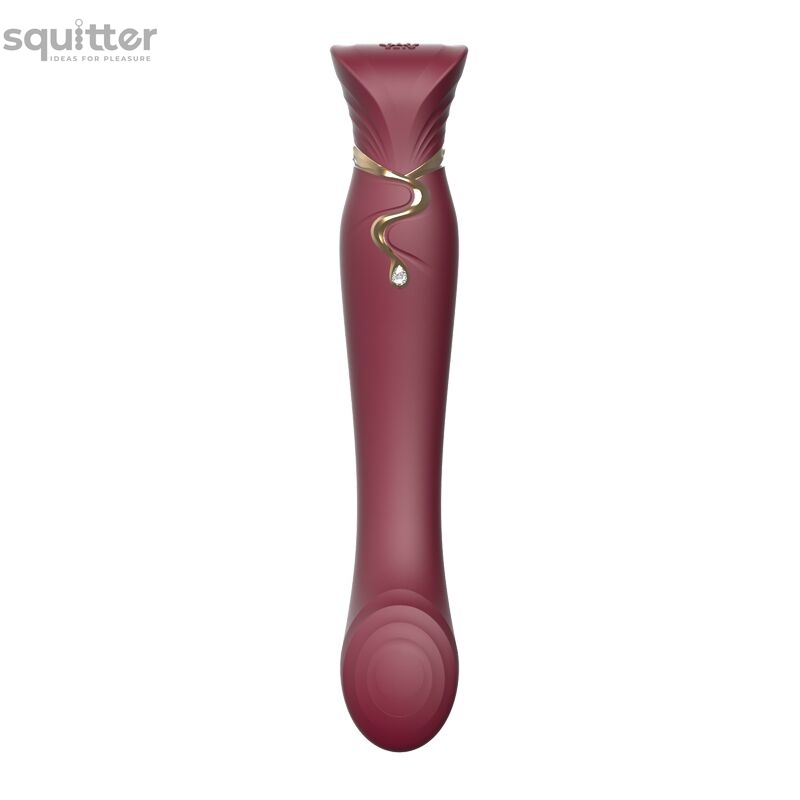 Смартвибратор 3в1 Zalo — Queen Wine Red, пульсирующая жемчужина и вакуум, кристалл Swarovski SO6662 фото