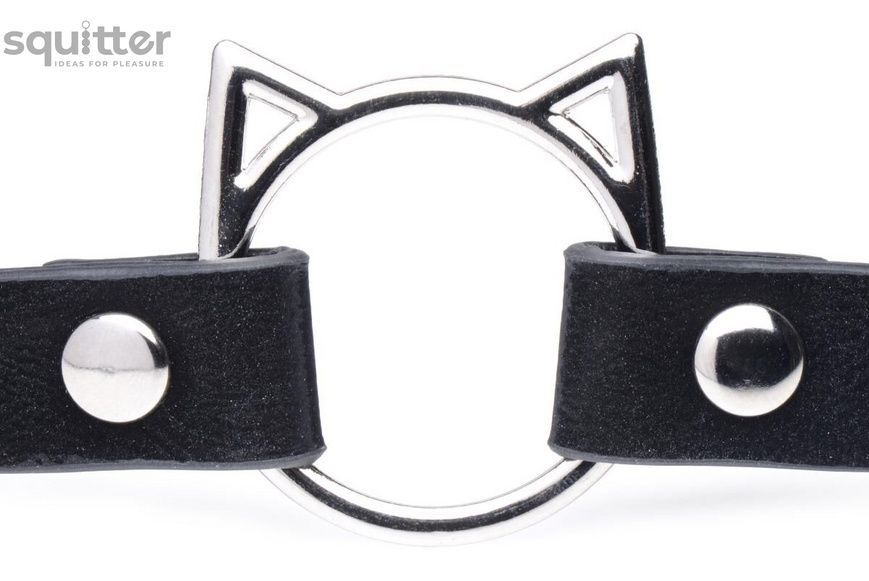 Чокер Master Series Kinky Kitty Ring Slim Choker - Black SX1184 - онлайн-сексшоп Сквітер