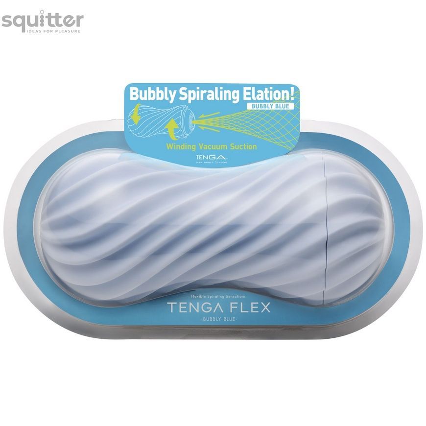 Мастурбатор Tenga FLEX Bubbly Blue зі змінною інтенсивністю, можна скручувати, вакуум SO7038 - онлайн-сексшоп Сквітер