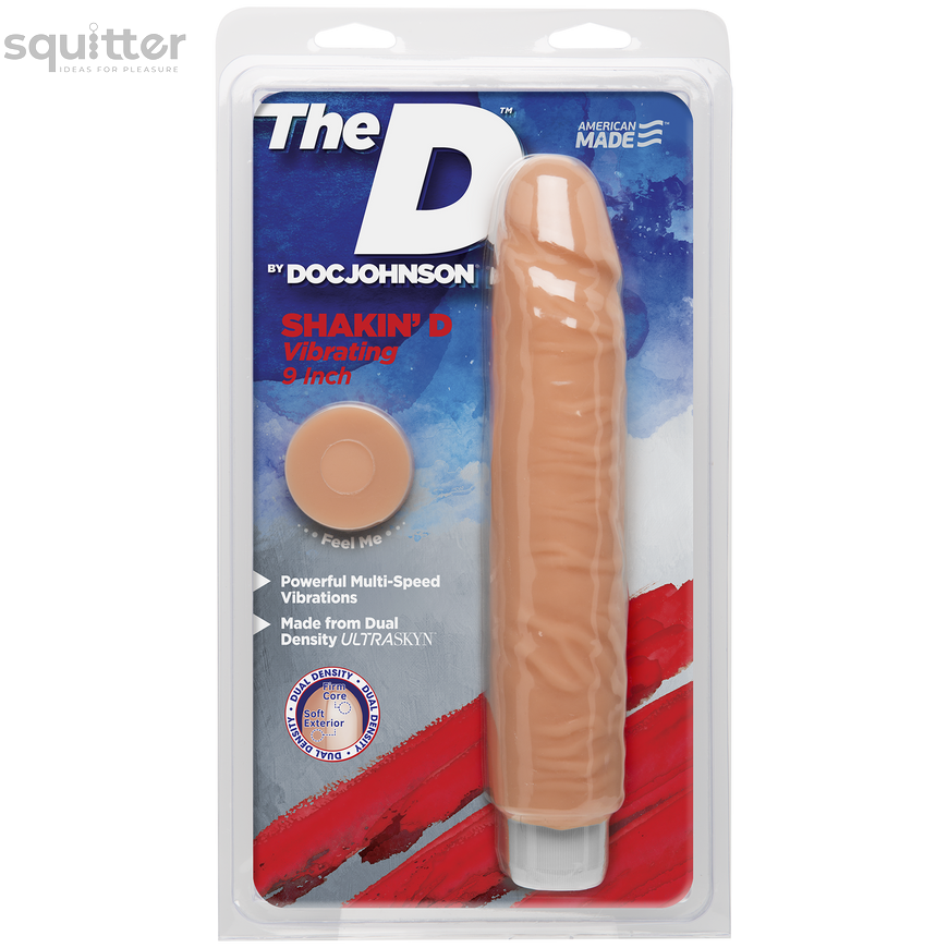 Фаллоимитатор Doc Johnson The D: Shakin D 9 Inch Vibro ULTRASKYN, диаметр 3,8см, плавная регулировка SO1581 - онлайн-сексшоп Сквитер