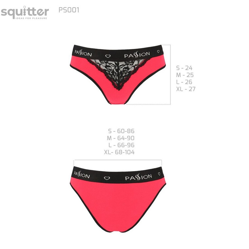 Трусики з широкою гумкою і мереживом Passion PS001 PANTIES red/black, size L SO4167 фото