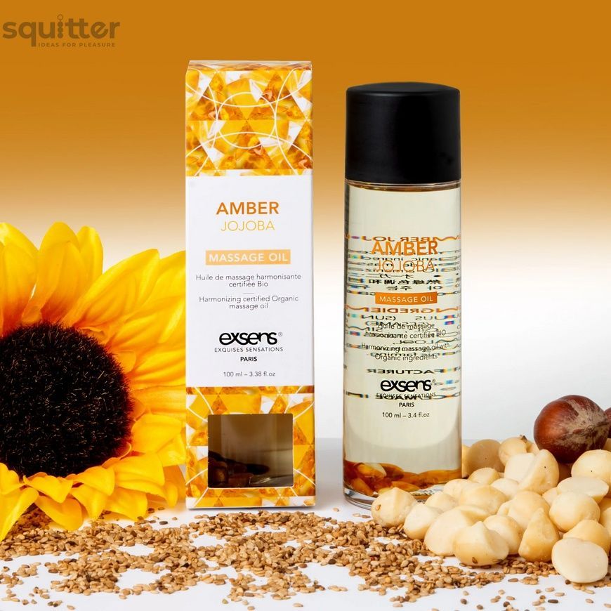 Масажна олія EXSENS Amber Jojoba (гармонізує, з бурштином) 100мл, натуральна SO2369 - онлайн-сексшоп Сквітер