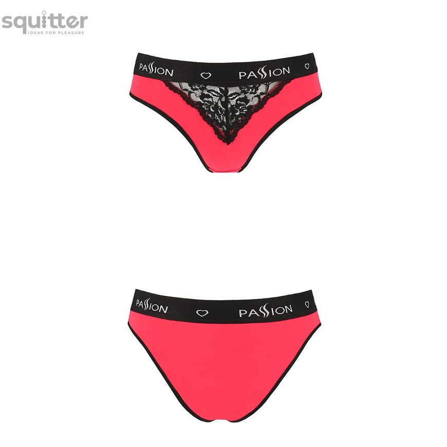 Трусики с широкой резинкой и кружевом Passion PS001 PANTIES red/black, size L SO4167 фото