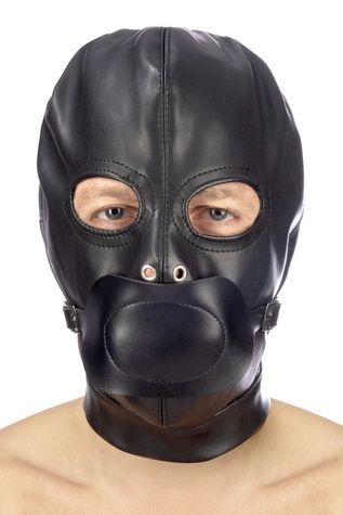 Капюшон с кляпом для БДСМ Fetish Tentation BDSM hood in leatherette with removable gag SO4673 - онлайн-сексшоп Сквитер