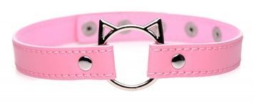 Чокер Master Series Kinky Kitty Ring Slim Choker - Pink SX1185 - онлайн-сексшоп Сквітер
