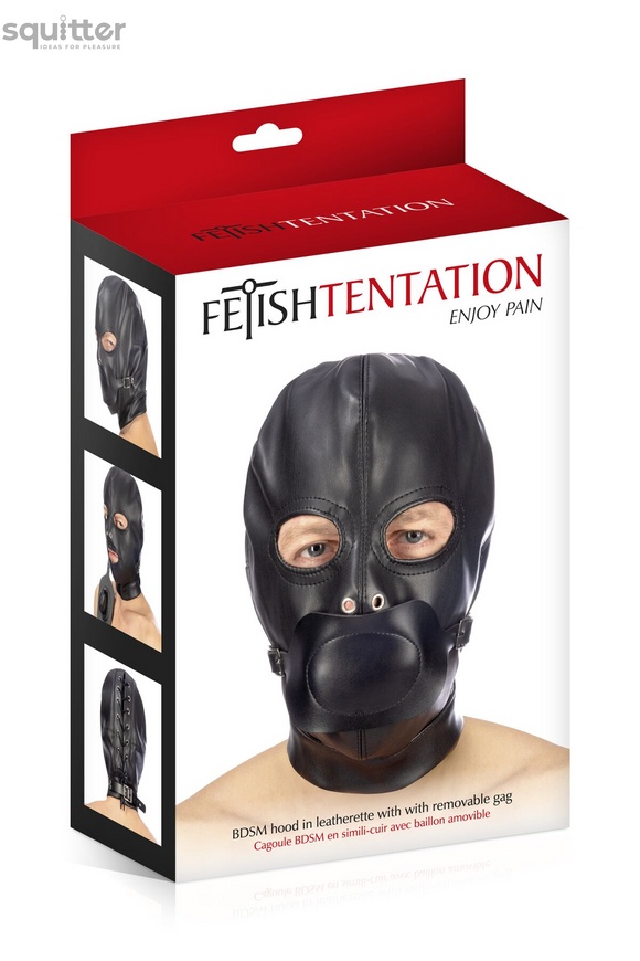 Капюшон з кляпом для БДСМ Fetish Tentation BDSM hood in leatherette with removable gag SO4673 фото