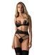 Комплект Obsessive Lobellis 3-pcs set, M/L, чорний, ліф з м&rsquo;якою чашкою, стрінги, пояс для панчіх SX1018,1 - інтернет-магазин інтимних товарів Squitter