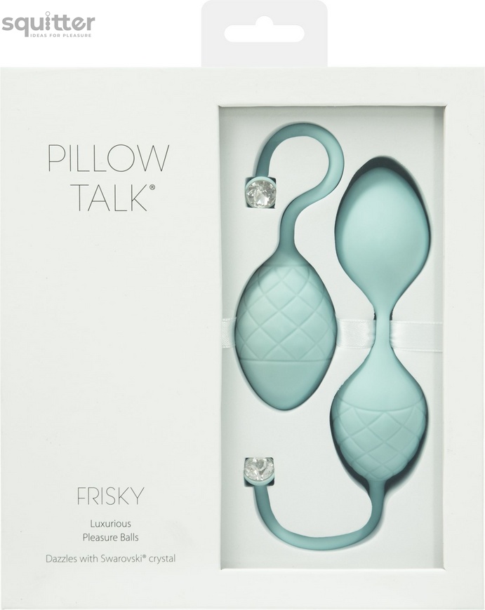 Розкішні вагінальні кульки PILLOW TALK - Frisky Teal з кристалом, діаметр 3,2 см, вага 49-75 гр SO2722 фото