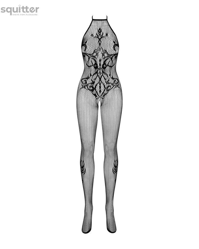 Бодистокинг Obsessive Bodystocking G308 S/M/L, халтер, декор в виде татуировки SO7235 - онлайн-сексшоп Сквитер