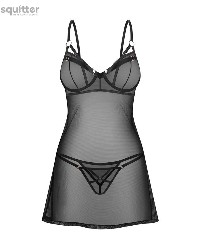 Сорочка Obsessive Euridia chemise & tanga XL/2XL SX3591 - онлайн-сексшоп Сквітер