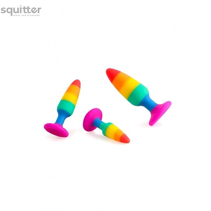 Силіконова анальна пробка Wooomy Hiperloo Silicone Rainbow Plug M, діаметр 2,9 см, довжина 11 см SO7435 фото