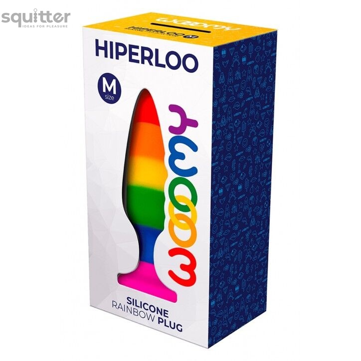 Силіконова анальна пробка Wooomy Hiperloo Silicone Rainbow Plug M, діаметр 2,9 см, довжина 11 см SO7435 фото