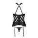 Сітчастий комплект з візерунком Passion HIMA CORSET L/XL black корсет з халтером, підв'язки, трусики SO5349,6 - інтернет-магазин інтимних товарів Squitter