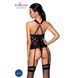 Сітчастий комплект з візерунком Passion HIMA CORSET L/XL black корсет з халтером, підв'язки, трусики SO5349,2 - інтернет-магазин інтимних товарів Squitter