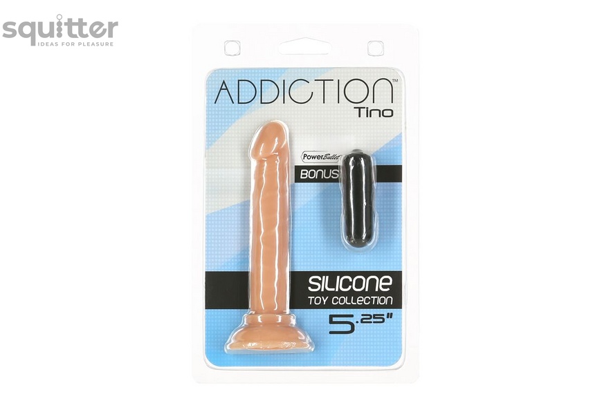 Фаллоимитатор ADDICTION Tino 5.25″ Silicone Dildo, присоска, диаметр 1,9 см, вибропуля в подарок SO7754 фото