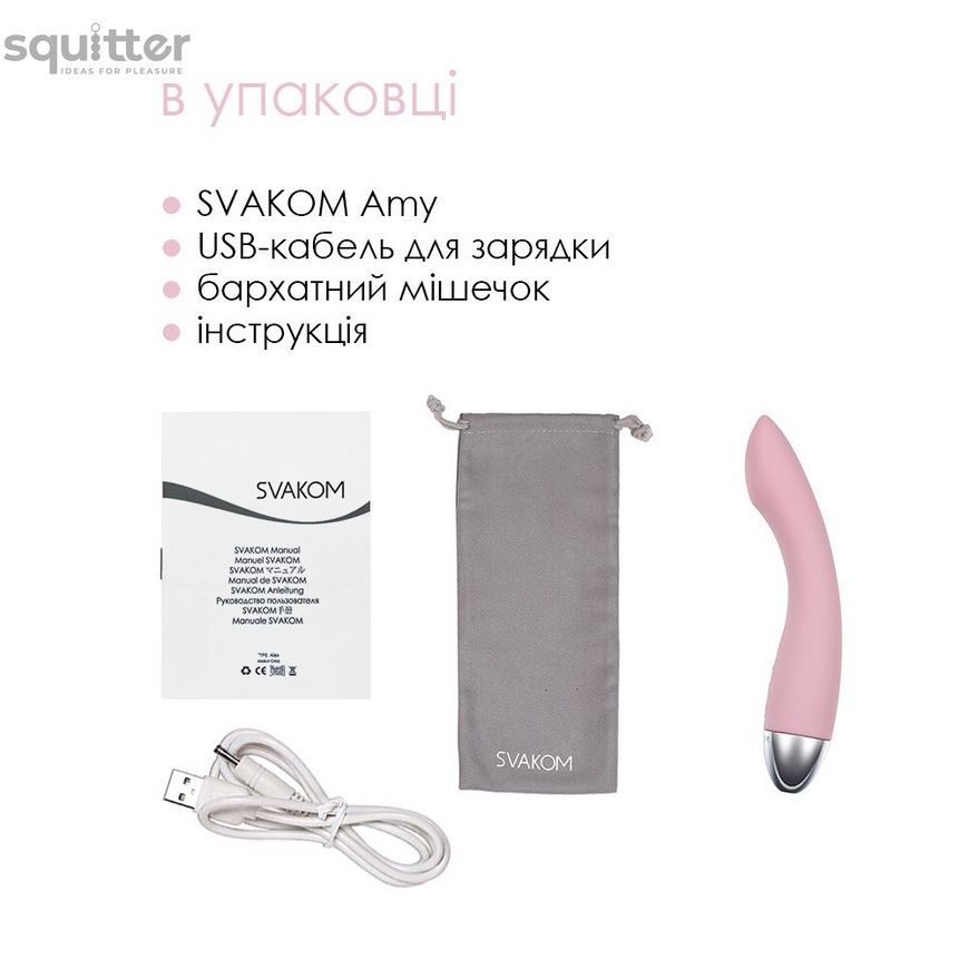Вибратор для точки G с интеллектуальным режимом Svakom Amy Pale Plink SO4823 - онлайн-сексшоп Сквитер