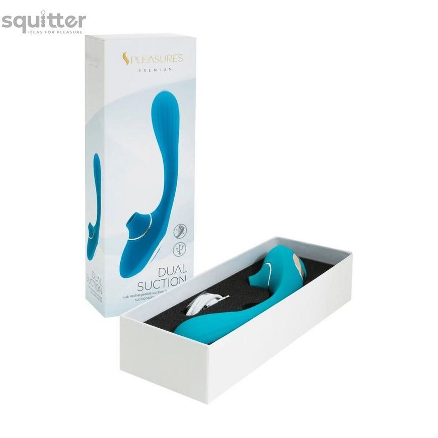 Вібратор S Pleasures Dual Suction - Turquoise SX4594 - онлайн-сексшоп Сквітер