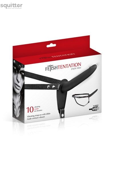 Страпон з вібрацією Fetish Tentation Vibrating Strap-On with Dildo Black SO3749 фото