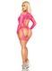 Бодістокінг Leg Avenue Fishnet Garter Harness and Teddy One Size Neon Pink SX2770,6 - інтернет-магазин інтимних товарів Squitter