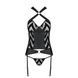 Сетчатый комплект с узором: корсет с халтером, подвязки, трусики Hima Corset black S/M - PassionSO5350,5 - интернет-магазин интимных товаров Squitter