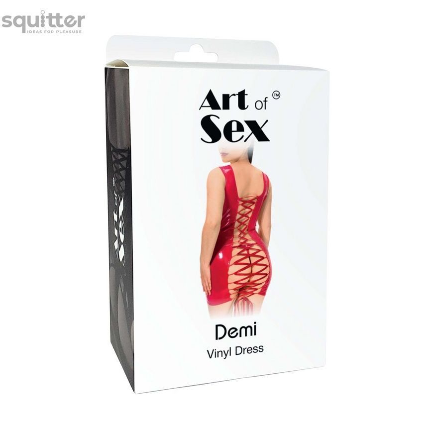Лакована сукня на шнурівці Art of Sex - Demi, колір чорний, XS-M SX3771 - онлайн-сексшоп Сквітер