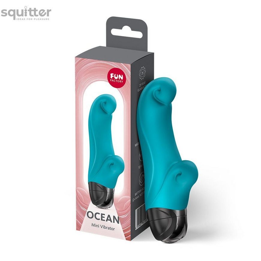 Вібратор-кролик Fun Factory OCEAN Aquamarine, для клітора та точки G, 6 режимів, на батарейках SX3711 - онлайн-сексшоп Сквітер