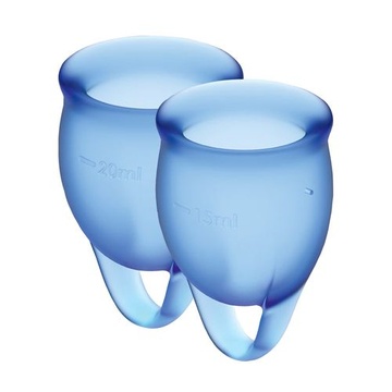 Набір менструальних чаш Satisfyer Feel Confident (dark blue), 15мл і 20мл, мішечок для зберігання SO3576 фото