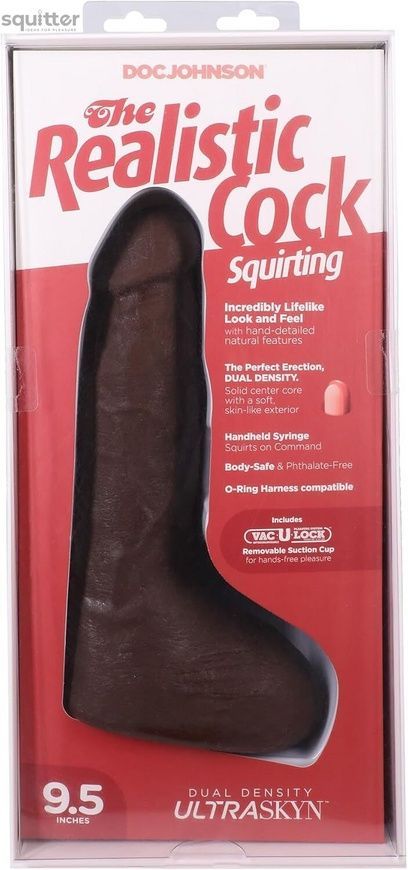 Фалоімітатор, що кінчає Doc Johnson The Realistic Cock ULTRASKYN - Squirting 9,5 Inch Chocolate SX4470 - онлайн-сексшоп Сквітер