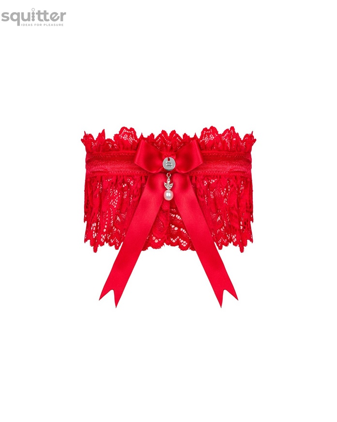 Ажурна підв’язка Obsessive Amor Cherris garter, red SO7684 фото