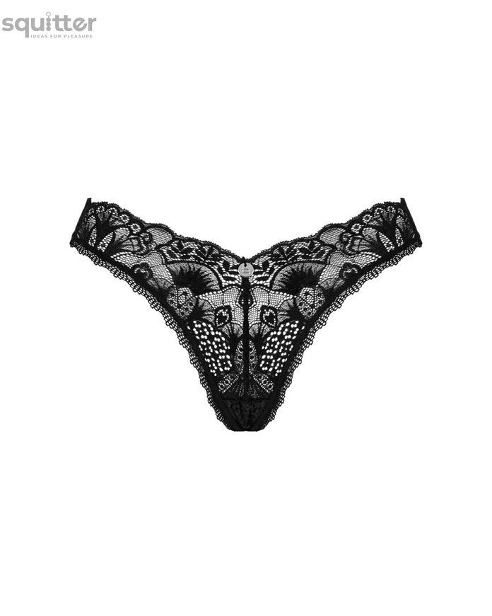 Мереживні стрінги Obsessive Donna Dream thong XL/2XL Black, низька посадка SO8641 - онлайн-сексшоп Сквітер