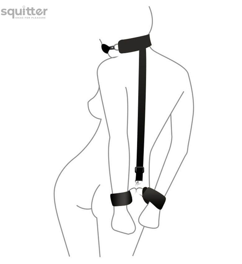 Кляп с пластиковым шаром и наручниками Art of Sex - Handcuffed Gag черный SO5151 фото