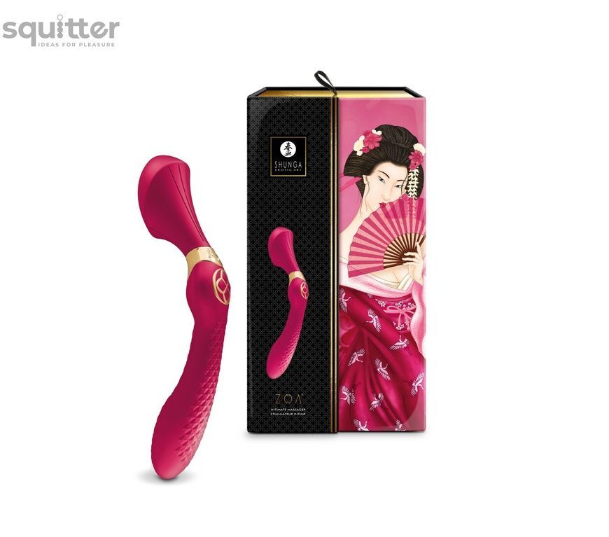 Вібромасажер Shunga Zoa Raspberry, двосторонній SO6912 - онлайн-сексшоп Сквітер