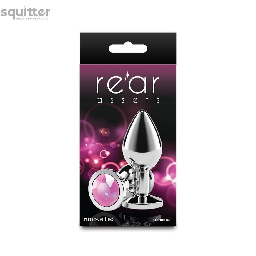 Анальна пробка NS Novelties Rear Assets - Silver - Medium - Pink Gem SX4391 - онлайн-сексшоп Сквітер