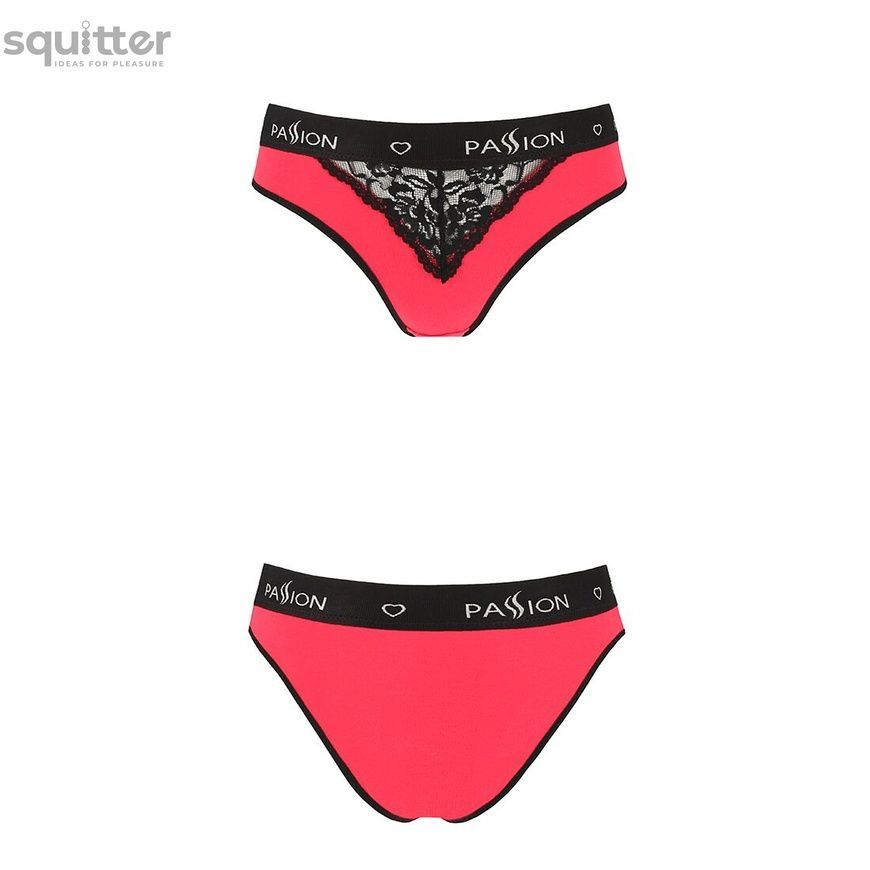 Трусики з широкою резинкою і мереживом Passion PS001 PANTIES XL, red-black SO4170 - онлайн-сексшоп Сквітер