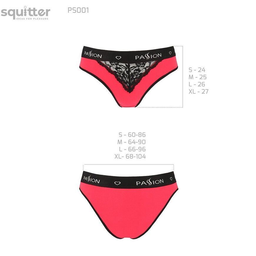 Трусики з широкою резинкою і мереживом Passion PS001 PANTIES XL, red-black SO4170 - онлайн-сексшоп Сквітер