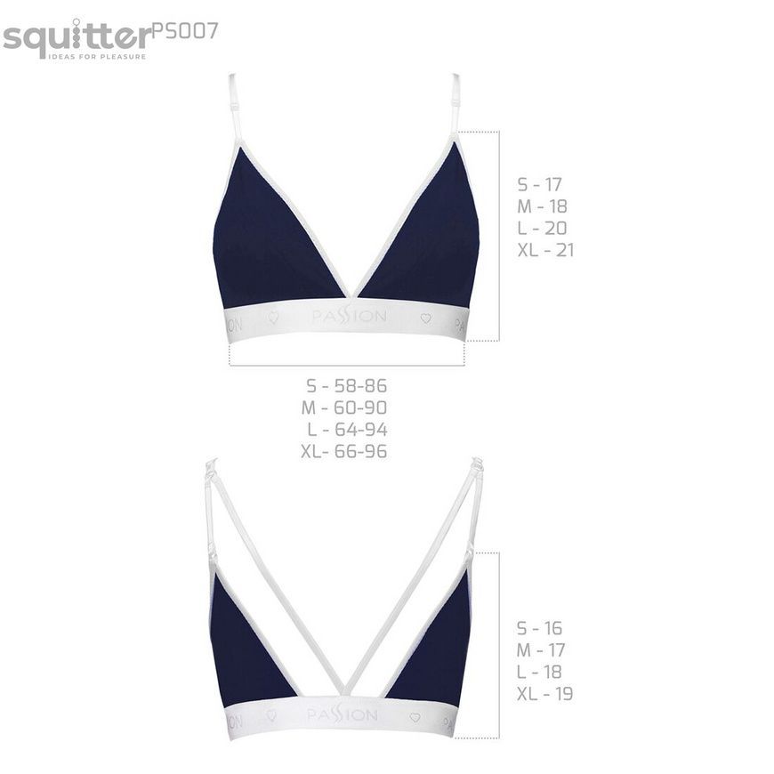 Спортивный топ с двойными бретелями Passion PS007 TOP navy blue, size XL SO4270 - онлайн-сексшоп Сквитер