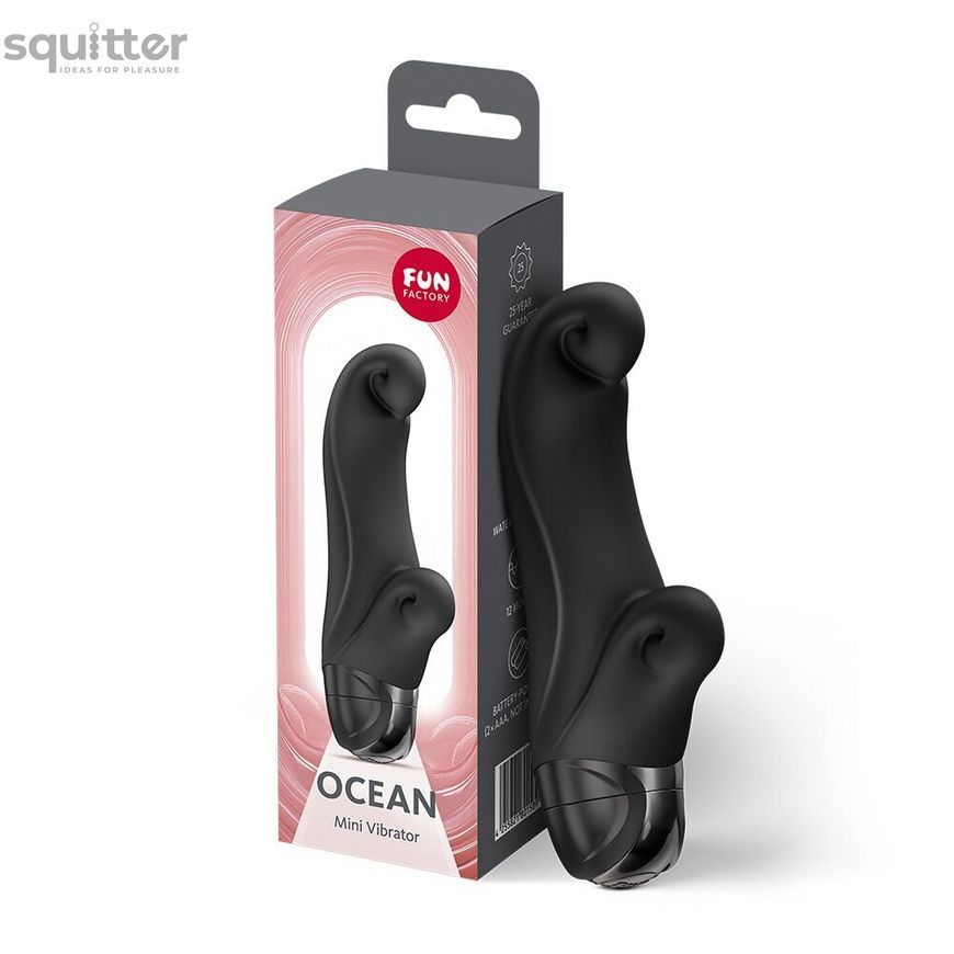 Вібратор-кролик Fun Factory OCEAN Black, для клітора та точки G, 6 режимів, на батарейках SX3712 - онлайн-сексшоп Сквітер