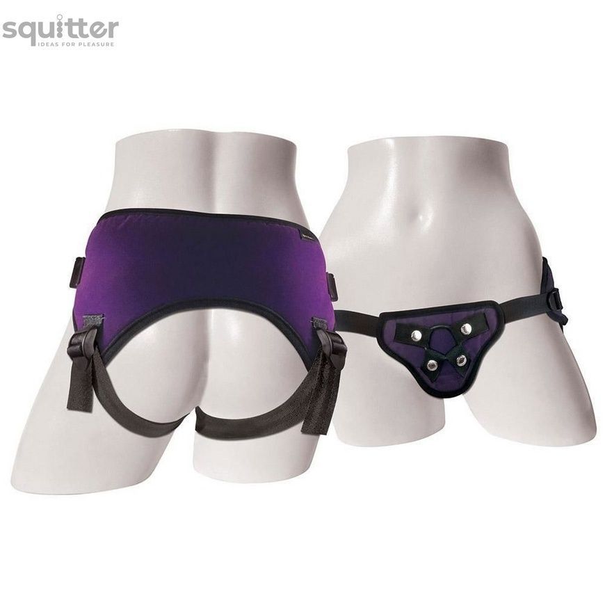 Труси для страпона Sportsheets - Lush Strap On Purple, широкий оксамитовий пояс, дуже комфортні SO2173 - онлайн-сексшоп Сквітер