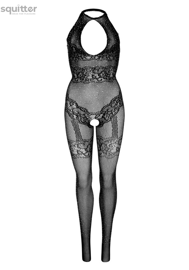 Leg Avenue Rhinestone Lace and Net Bodystocking OS Black SO7889 фото