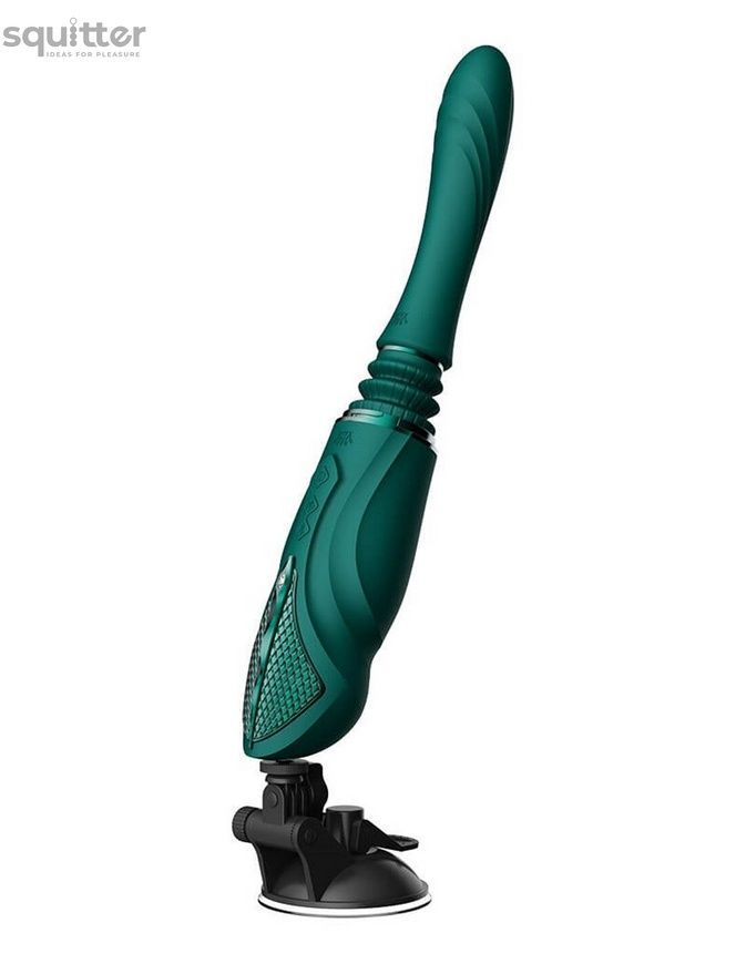 Компактна смарт секс-машина Zalo &ndash; Sesh Turquoise Green, 2 насадки, пульт ДК, кристал Swarovski SO9554 - онлайн-сексшоп Сквітер