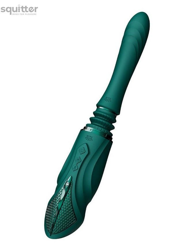 Компактна смарт секс-машина Zalo &ndash; Sesh Turquoise Green, 2 насадки, пульт ДК, кристал Swarovski SO9554 - онлайн-сексшоп Сквітер