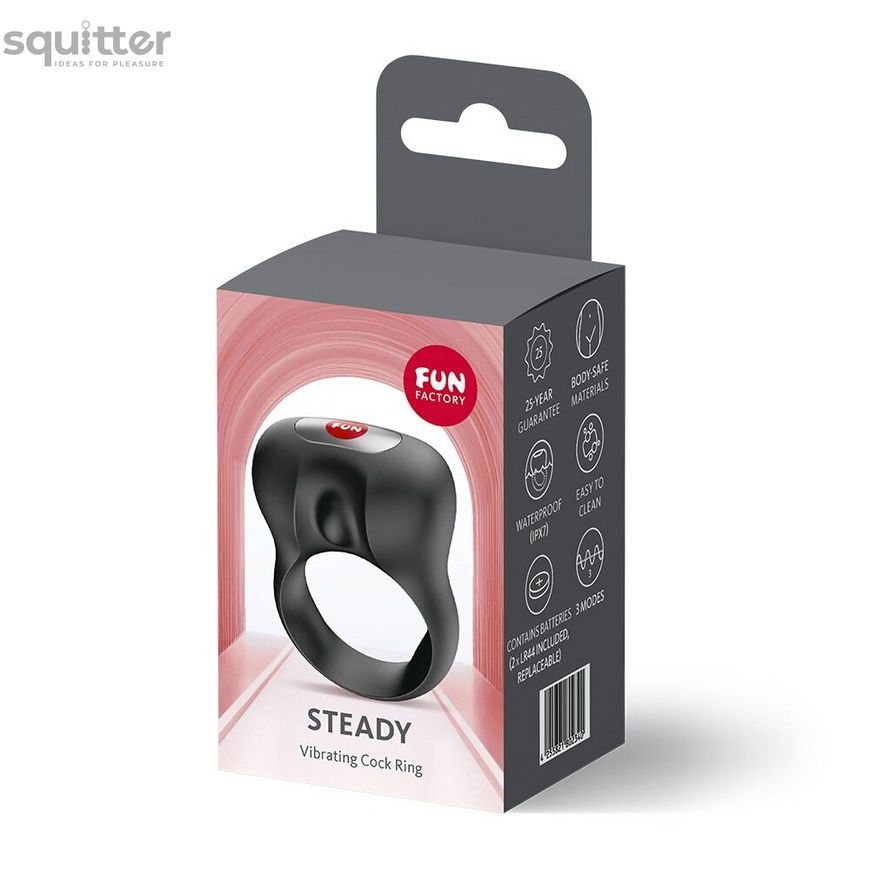 Ерекційне віброкільце Fun Factory Steady Black SX4232 - онлайн-сексшоп Сквітер