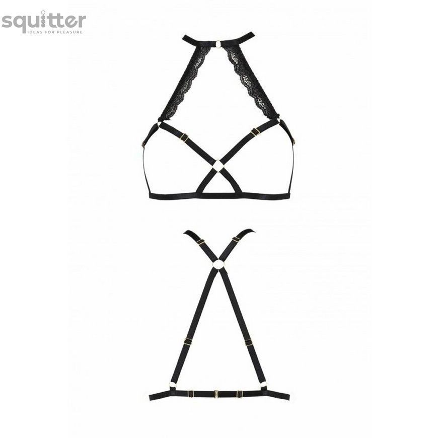Портупея зі стреп з мереживом Passion Exclusive LORRY BRA S/M, black PS27602 - онлайн-сексшоп Сквітер