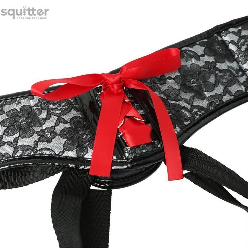 Труси для страпона Sportsheets - Platinum Lace Corset, широкий пояс, бант, мереживо SO2175 - онлайн-сексшоп Сквітер