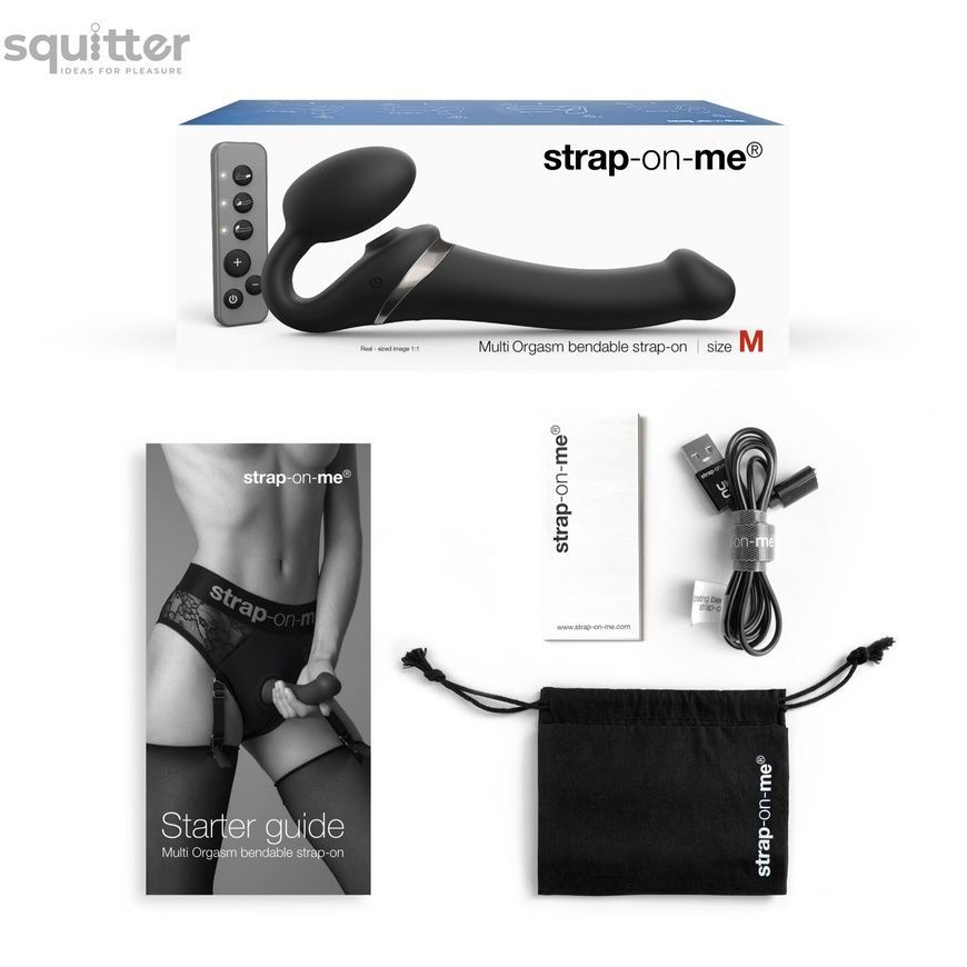 Безремневой вибрострапон с вакуумной стимуляцией Strap-On-Me MULTI ORGASM Black XL, регулируемый SO6824 - онлайн-сексшоп Сквитер