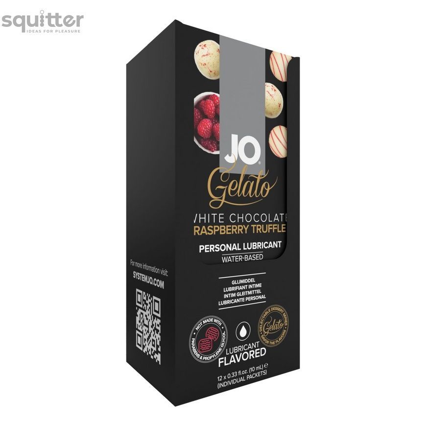 Набір лубрикантів Foil Display Box &ndash; JO Gelato - White Chocolate Raspberry &ndash; 12 &times; 10ml SO6765 - онлайн-сексшоп Сквітер