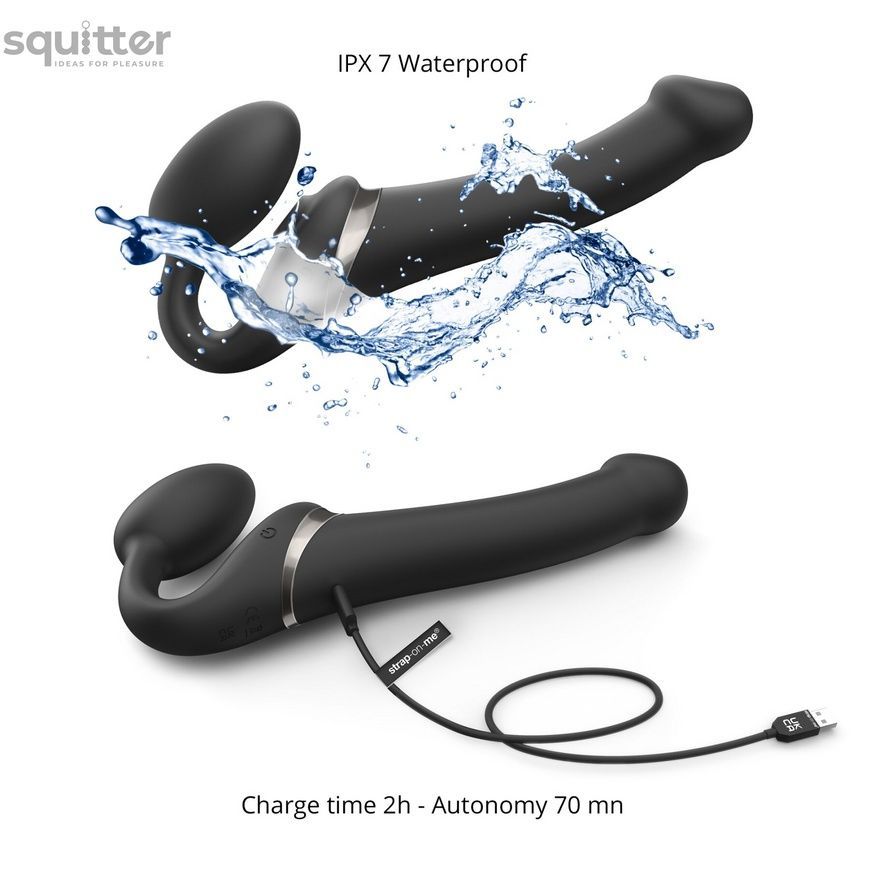 Безремневой вибрострапон с вакуумной стимуляцией Strap-On-Me MULTI ORGASM Black XL, регулируемый SO6824 - онлайн-сексшоп Сквитер
