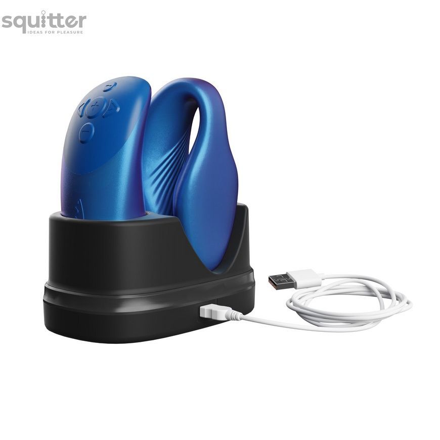 Смарт-вібратор для пар We-Vibe Chorus Cosmic Blue, сенсорне керування вібраціями стисненням пульта SO6919 - онлайн-сексшоп Сквітер