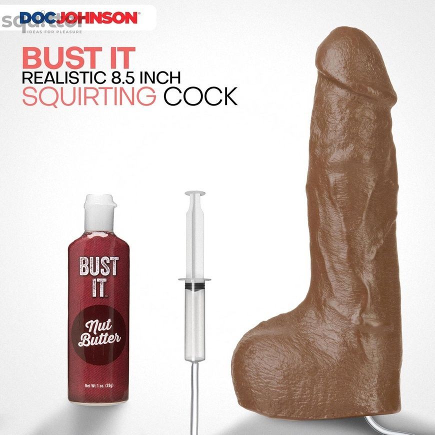 Фалоімітатор, що кінчає Doc Johnson The Realistic Cock ULTRASKYN - Squirting 9,5 Inch Caramel SX4471 - онлайн-сексшоп Сквітер
